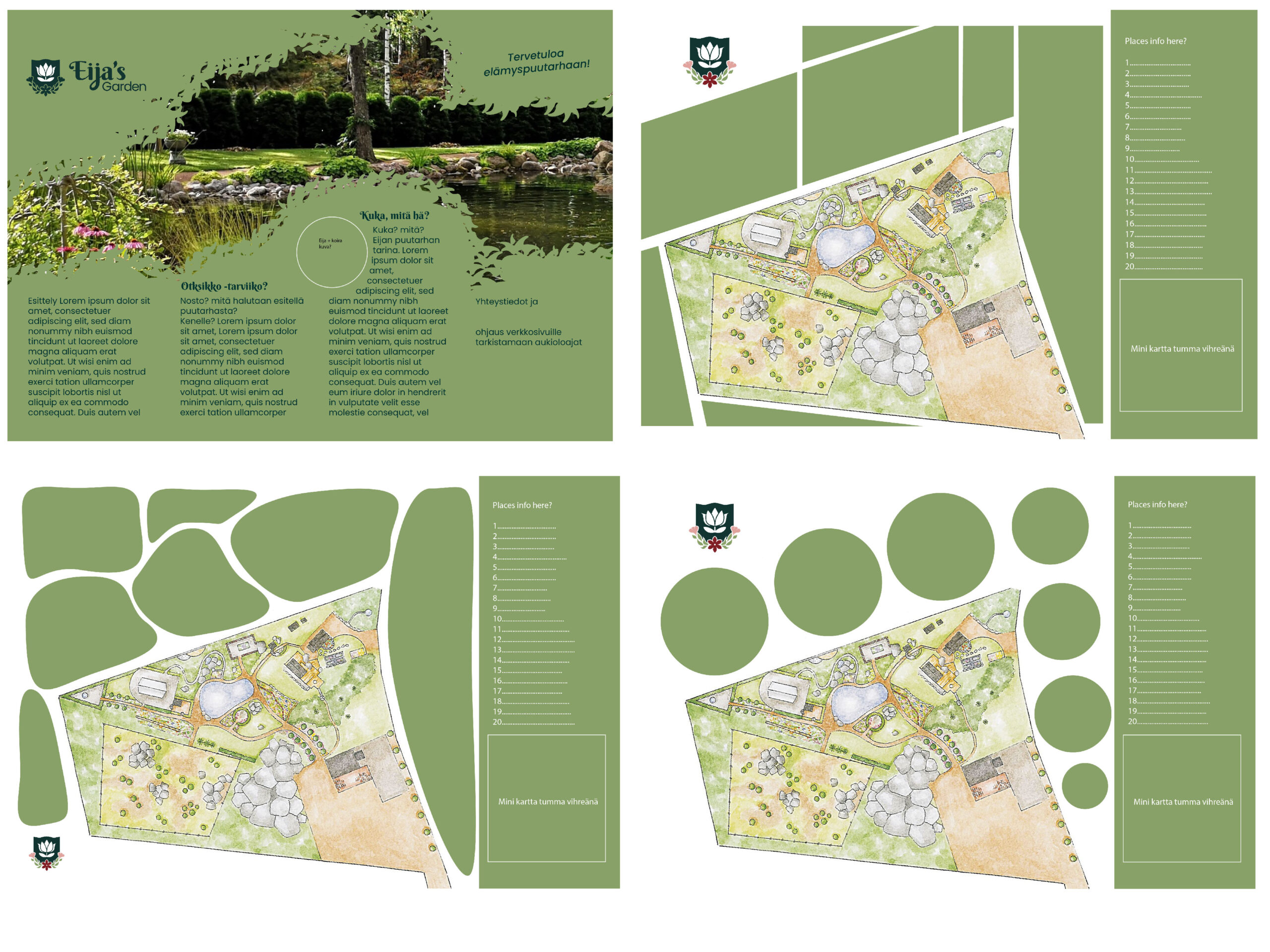 Eija´s garden brochure layout sketches