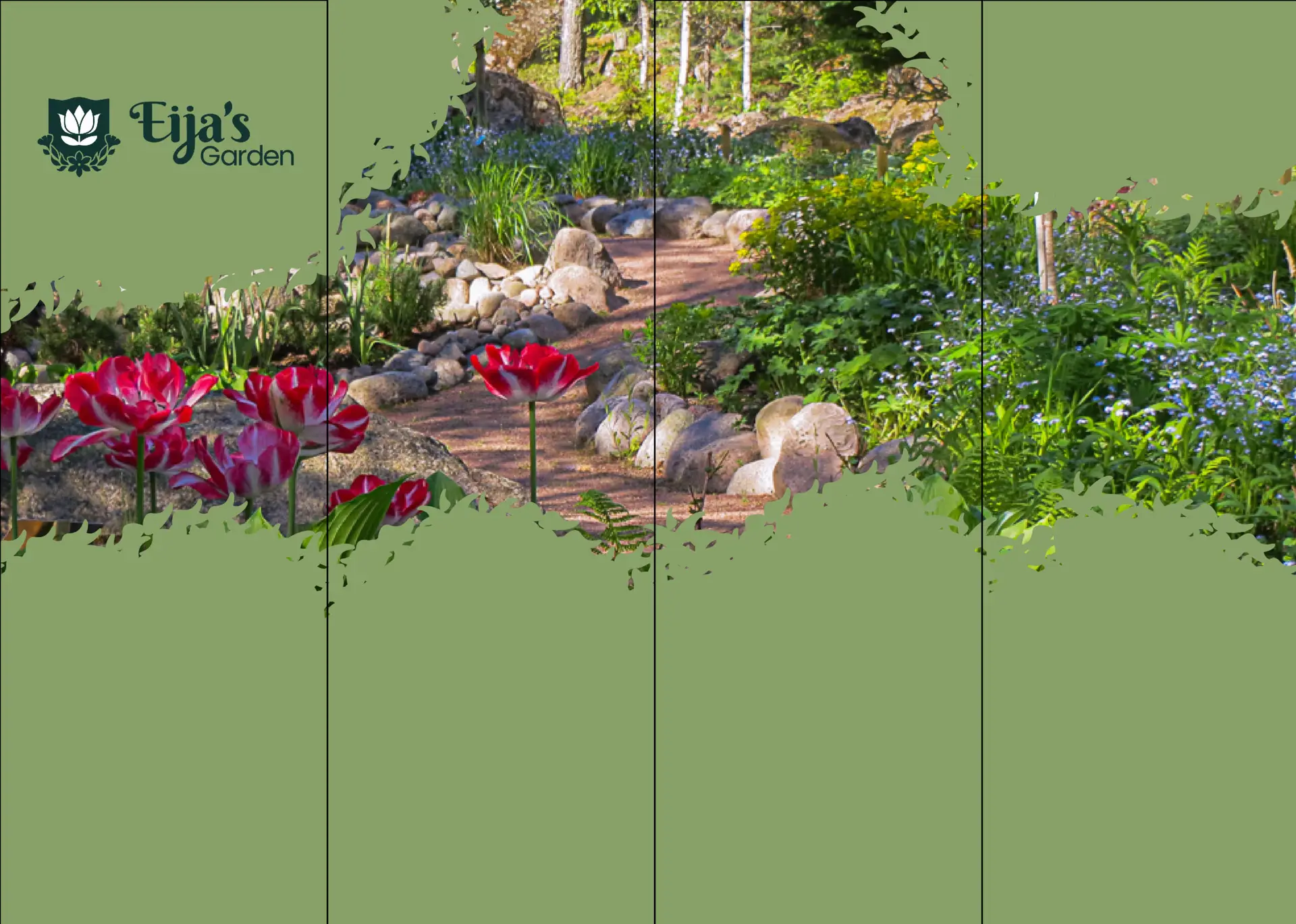 Early layout option 3; other photo option and design for bush and leaves. The lanes were placed to demonstrate where the folding would come.