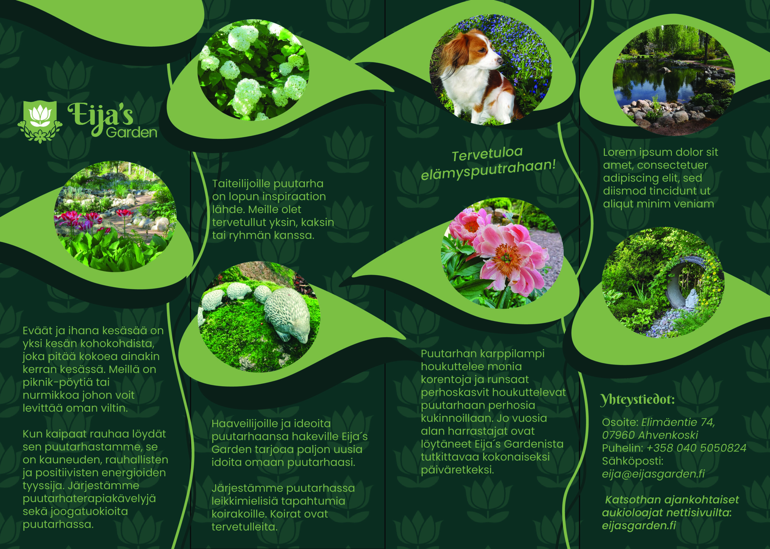 The other design for the layout for Eija´s Garden brochure, version 2