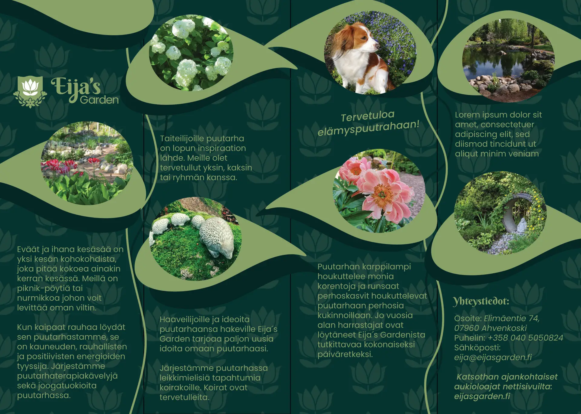 The other design for the layout for Eija´s Garden brochure, version 2